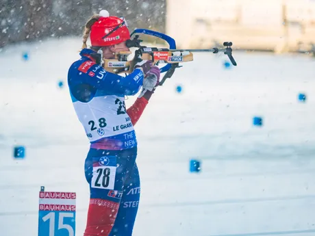 Paulína Bátovská Fialková počas pretekov s hromadným štartom v Annecy.