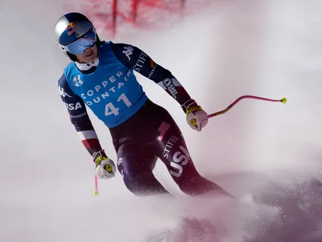 Lindsey Vonnová po zjazde v rámci FIS pretekov v Copper Mountain.