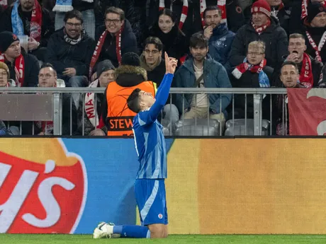 Marko Tolič sa teší z gólu v zápase  Ligy majstrov Bayern Mníchov - Slovan Bratislava. 