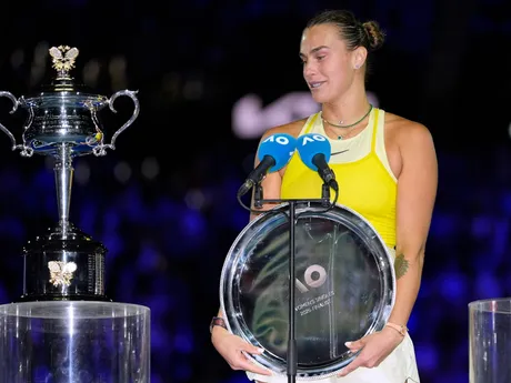 Aryna Sabalenková počas finále Australian Open 2025 proti Madison Keysovej. 