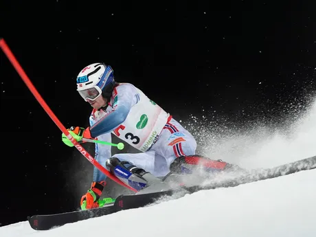 Henrik Kristoffersen  v prvom kole nočného slalomu v Schladmingu.