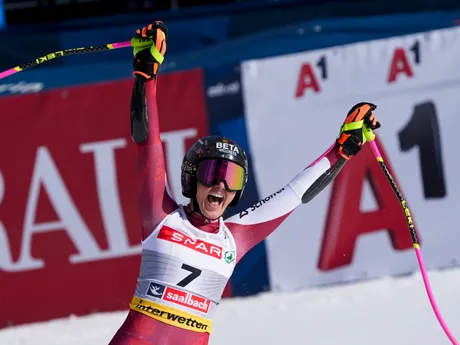 Stephanie Venierová počas super-G na MS v zjazdovom lyžovaní 2025.