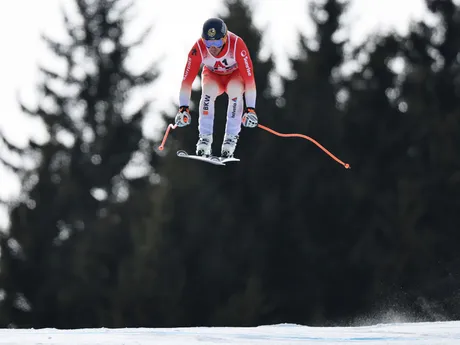 Justin Murisier počas zjazdu mužov na MS v zjazdovom lyžovaní 2025. 