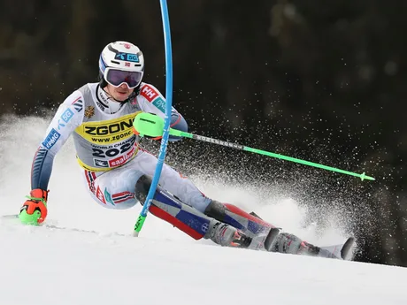 Henrik Kristoffersen počas slalomu mužov na MS v zjazdovom lyžovaní 2025.