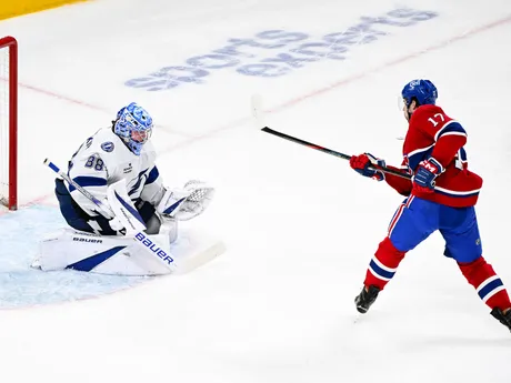 Josh Anderson nepremieňa samostatný nájazd v zápase Montreal Canadiens - Tampa Bay Lightning.