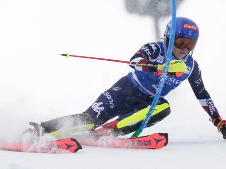 Američanka Mikaela Shiffrinová počas prvého kola slalomu Svetového pohára v talianskom stredisku Sestriere.