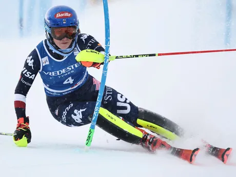 Američanka Mikaela Shiffrinová počas prvého kola slalomu Svetového pohára v talianskom stredisku Sestriere.