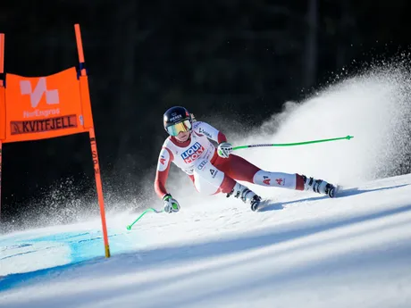 Rakúšanka Cornelia Hütterová počas zjazdu v nórskom stredisku Kvitfjell.