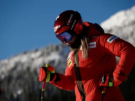 Švajčiarka Corinne Suterová pred pretekmi zjazdu v nórskom stredisku Kvitfjell.