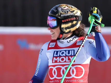 Talianka Federica Brignoneová v cieli zjazdu v nórskom stredisku Kvitfjell.