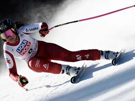 Rakúšanka Stephanie Venierová počas zjazdu v nórskom stredisku Kvitfjell.