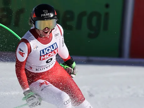 Rakúšanka Cornelia Hütterová počas zjazdu v nórskom stredisku Kvitfjell.