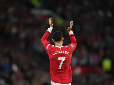 Cristiano Ronaldo v zápase Manchester United - Manchester City v roku 2021.