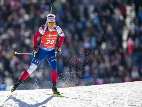 Čech Vítězslav Hornig počas šprintu na 10km na MS v biatlone 2025.