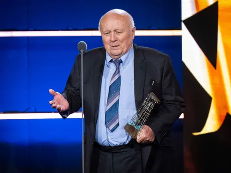 Do Sieňe slávy Slovenského futbalového zväzu (SFZ) pribudli Ján Geleta a Dušan Radolský. Na snímke Ján Geleta počas odovzdávania ocenení na galavečeri Futbalista roka 2024.