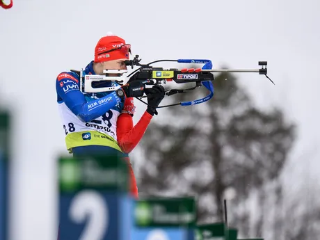 Jakub Borguľa počas pretekov šprintu  na majstrovstvách sveta juniorov a kadetov vo švédskom Östersunde.