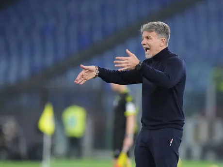 Lazio's head coach Marco Baroni reacts during the Serie A soccer match between Lazio and Udinese at the Rome's Olympic stadium, Italy, Monday, March 10, 2025. (Alfredo Falcone/LaPresse via AP)

- XSERIEAX