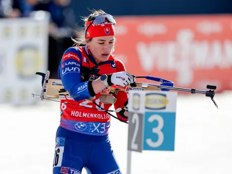 Slovenská biatlonistka Paulína Bátovská-Fialková počas pretekov žien s hromadným štartom na 12,5 km v rámci záverečného 9. kola Svetového pohára v nórskom Holmenkollene. 