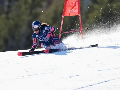 Zrinka Ljutičová počas obrovského slalomu v Sun Valley. 
