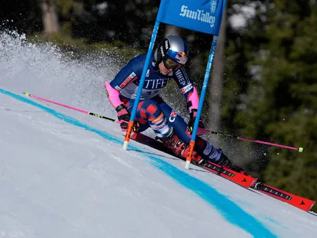 Zrinka Ljutičová počas obrovského slalomu v Sun Valley. 