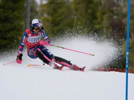 Chorvátka Zrinka Ljutičová počas 1. kola slalomu Svetového pohára alpských lyžiarok v americkom stredisku Sun Valley