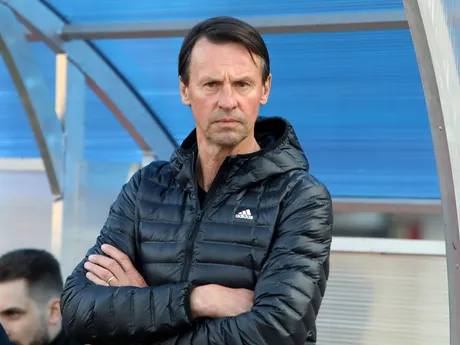 Na snímke hlavný tréner MFK Dukla Banská Bystrica František Straka počas odvety semifinále Slovnaft Cupu MFK Dukla Banská Bystrica - MFK Ružomberok.