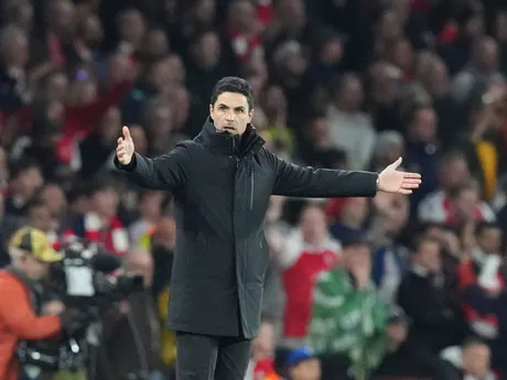 Na snímke tréner Arsenalu Mikel Arteta počas štvrťfinálového zápasu Ligy majstrov FC Arsenal - Real Madrid.