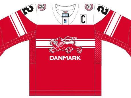Dánsko na MS v hokeji 2025 - dresy vonku.