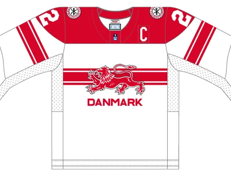 Dánsko na MS v hokeji 2025 - dresy doma.