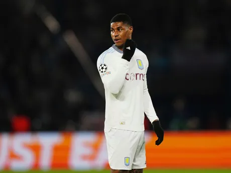 Marcus Rashford počas úvodného zápasu štvrťfinále Ligy majstrov Paríž St. Germain - Aston Villa.