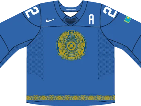 Kazachstan na MS v hokeji 2025 - dresy vonku.