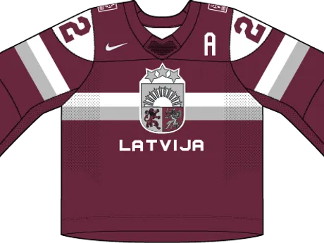 Lotyšsko na MS v hokeji 2025 - dresy vonku.