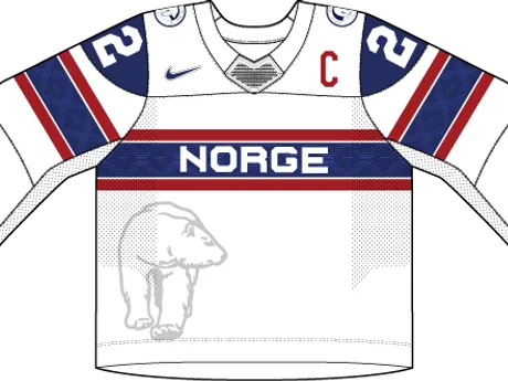 Nórsko na MS v hokeji 2025 - dresy doma.