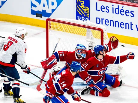 Fotka zo 4. zápasu 1. kola play-off NHL: Montreal Canadiens - Washington Capitals.