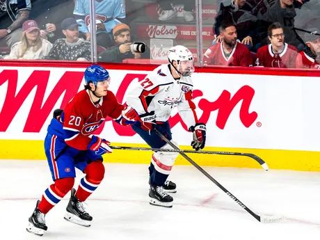 Juraj Slafkovský vo 4. zápase 1. kola play-off NHL: Montreal Canadiens - Washington Capitals.
