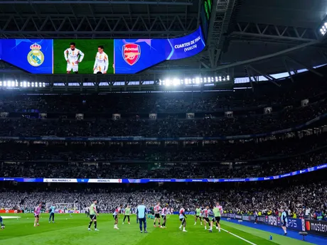 Rozcvička pred odvetným zápasom štvrťfinále Ligy majstrov: Real Madrid - Arsenal FC.