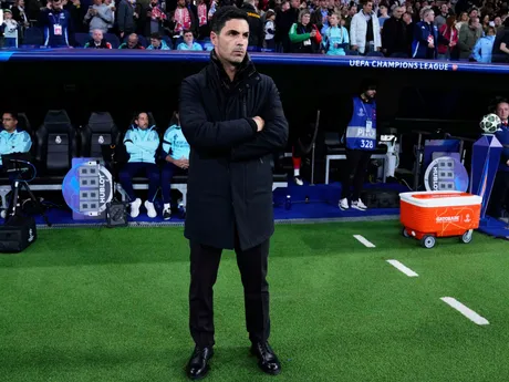 Tréner Arsenalu Mikel Arteta v odvetnom zápase štvrťfinále Ligy majstrov: Real Madrid - Arsenal FC.