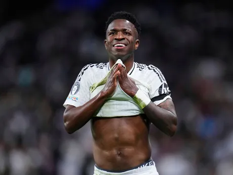 Vinicius Junior v odvetnom zápase štvrťfinále Ligy majstrov: Real Madrid - Arsenal FC.