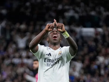 Vinicius Junior v odvetnom zápase štvrťfinále Ligy majstrov: Real Madrid - Arsenal FC.