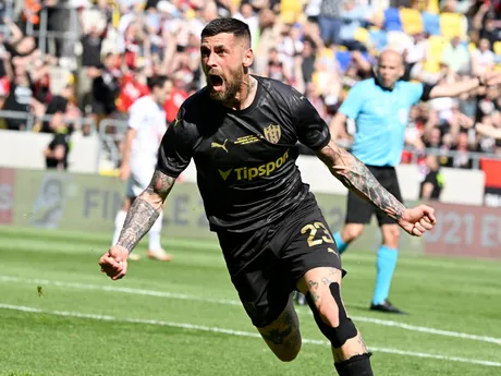 Erik Daniel (Trnava) sa raduje po strelení gólu počas finále Slovenského pohára - Slovnaft Cupu.