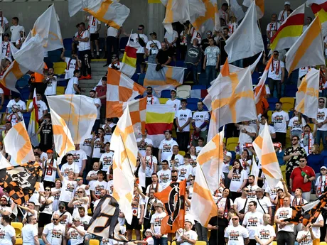 Fanúšikovia Ružomberka počas finále Slovenského pohára - Slovnaft Cupu MFK Ružomberok - FC Spartak Trnava.