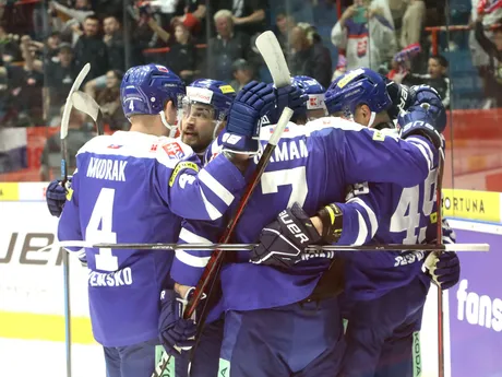  slovenskí hokejisti sa tešia z gólu