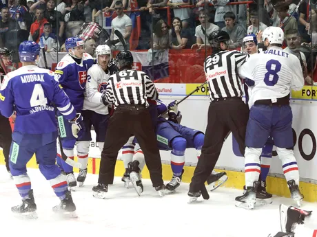 konflikt počas prípravného hokejového zápasu Slovensko - Francúzsko