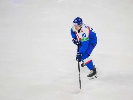 Adam Sýkora pred zápasom Slovensko - Švédsko v skupine A na MS v hokeji 2025.