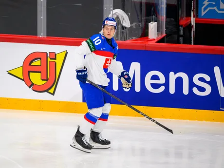 Adam Sýkora pred zápasom Slovensko - Rakúsko v skupine A na MS v hokeji 2025.