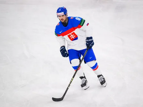 Maxim Čajkovič pred zápasom Slovensko - Rakúsko v skupine A na MS v hokeji 2025.