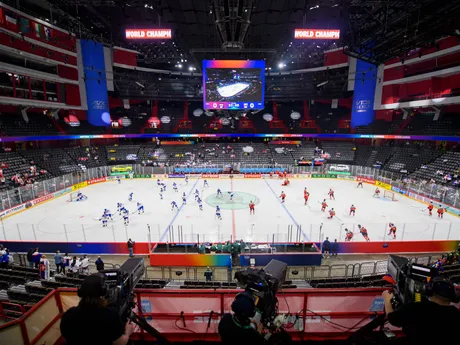 Rozkorčuľovanie pred zápasom Slovensko - Rakúsko v skupine A na MS v hokeji 2025.