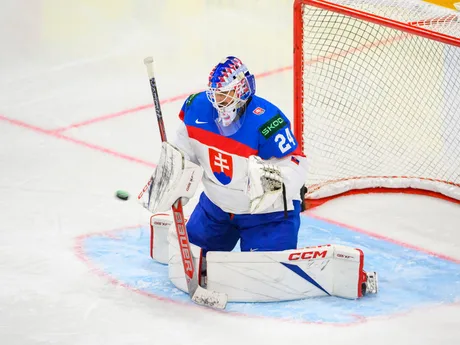 Patrik Rybár pred zápasom Slovensko - Francúzsko na MS v hokeji 2025. 