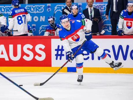 David Mudrák v zápase Slovensko - Francúzsko na MS v hokeji 2025.