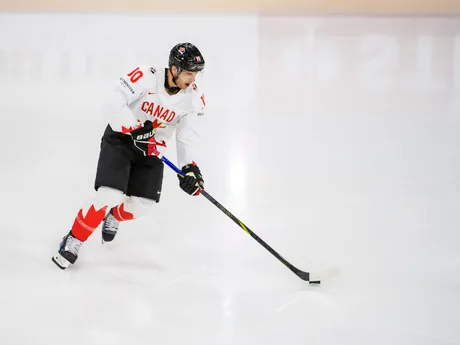 Brayden Schenn pred zápasom Slovensko - Kanada v skupine A na MS v hokeji 2025.